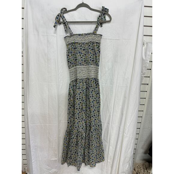 Tory Burch Tie Shoulder Smocked Midi Sundress Love Floral Degrade Women's Size M - Picture 5 of 5